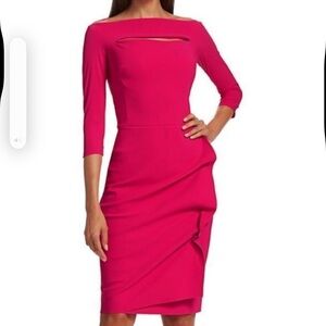 Chiara Boni Kate Ruffled Deep Pink Dress Size 48 (large 12 -14) made in Italy